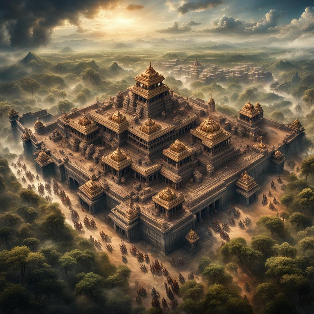 Epic Indian Myth War: Aerial Battle Scene