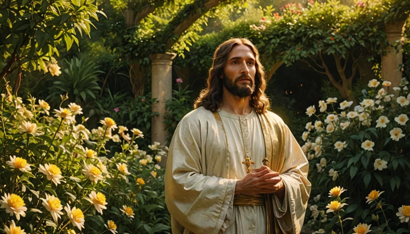 Jesus Christ in Golden Garden: Divine Realism