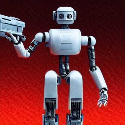 1980s Robot Action Figure Toy with Guns