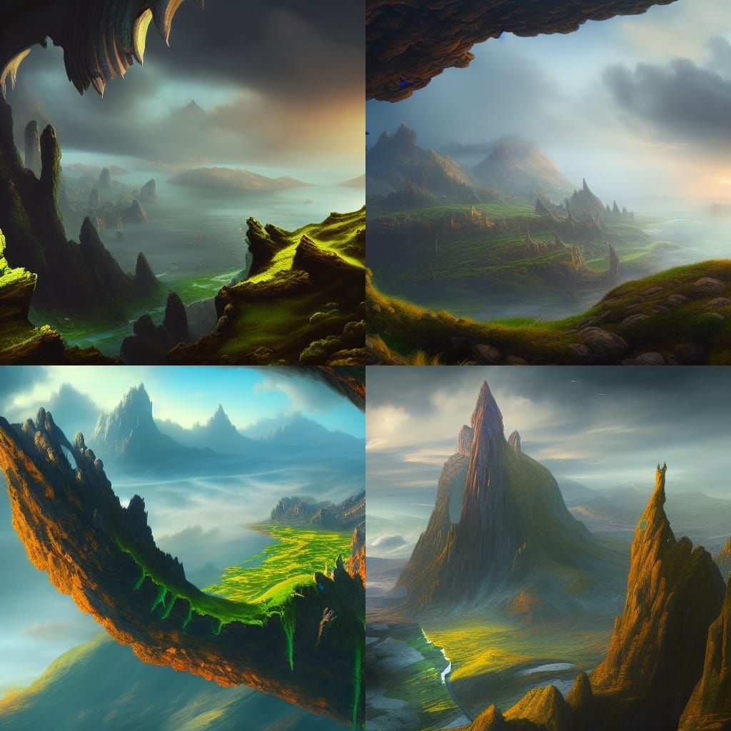 Fantastical Flying Island in a Detailed Digital Painting