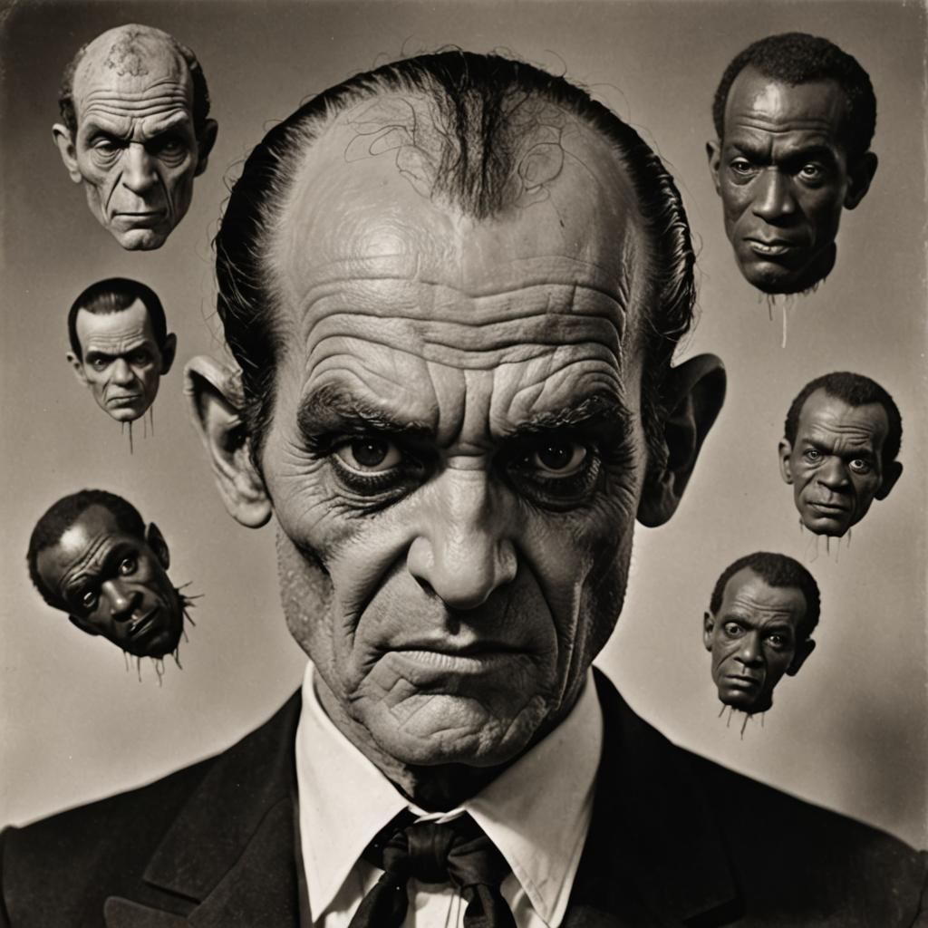 Grotesque Face with Mutton Chops in Arcane Style