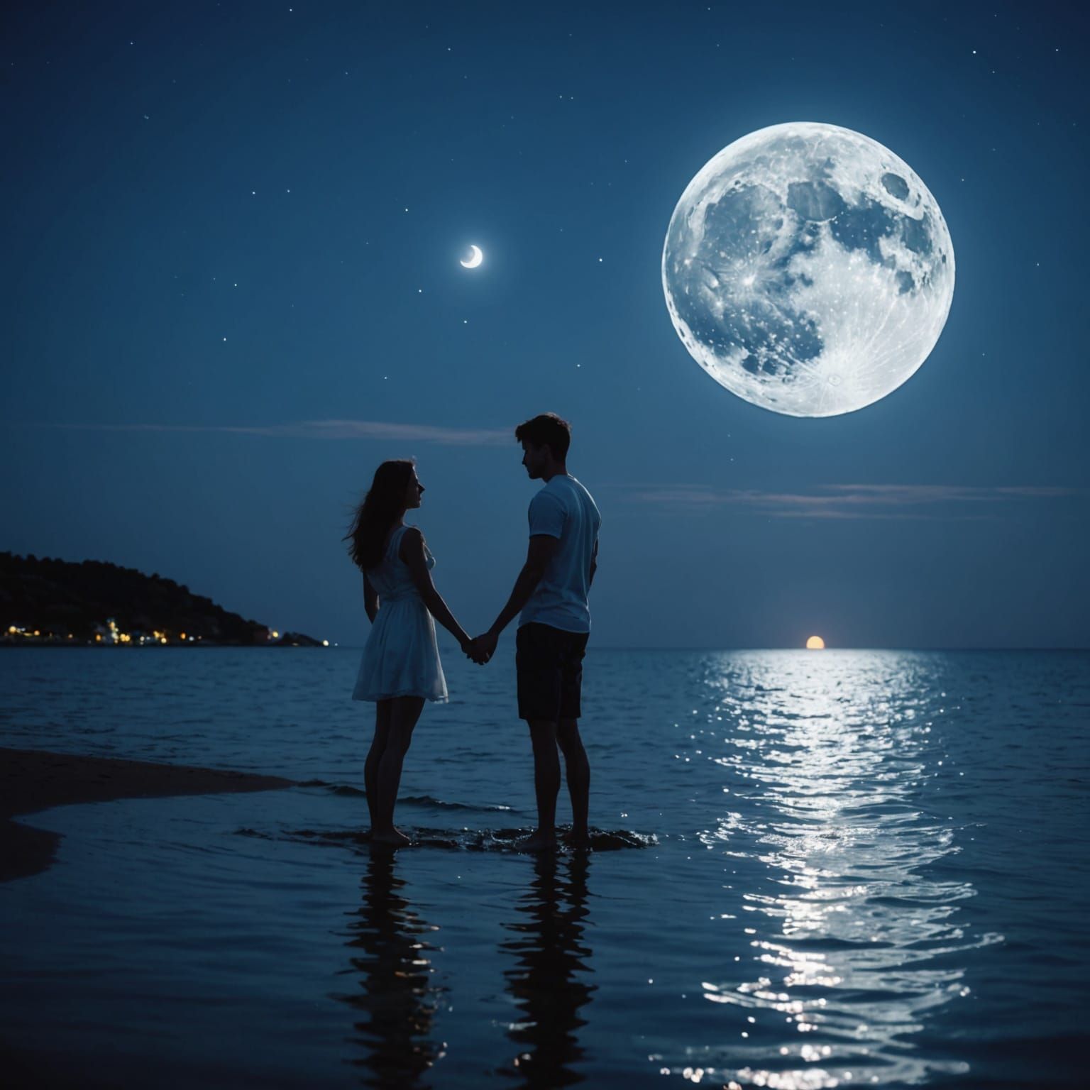 Moonlit Ocean: Lovers Separated by Water
