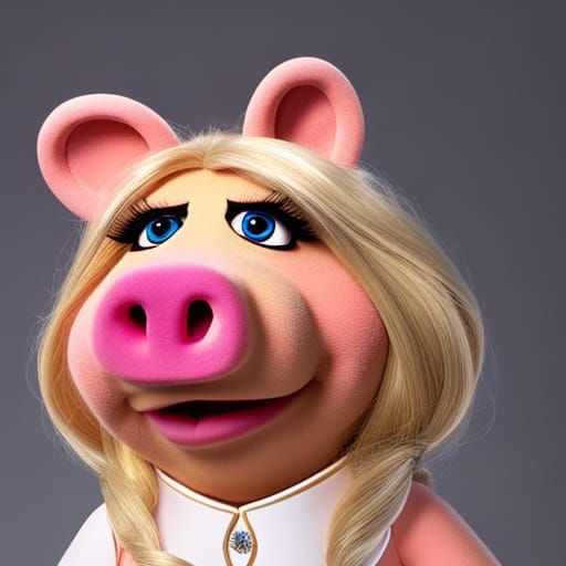 Miss Piggy as Bride in Hyperrealistic Splash Art