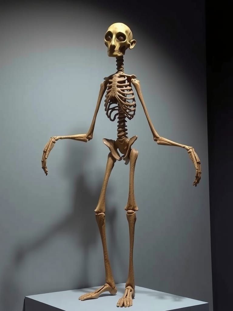 Conceptual Bronze of a Gaunt, Sorrowful Man