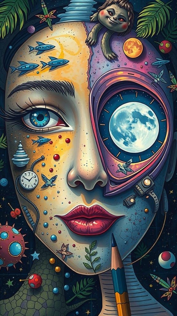 Whimsical Notebook Page Explores Cosmic Consciousness