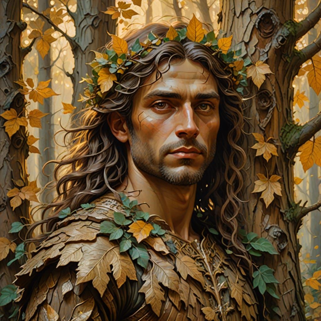 Dryad in Forest: Renaissance Oil Painting