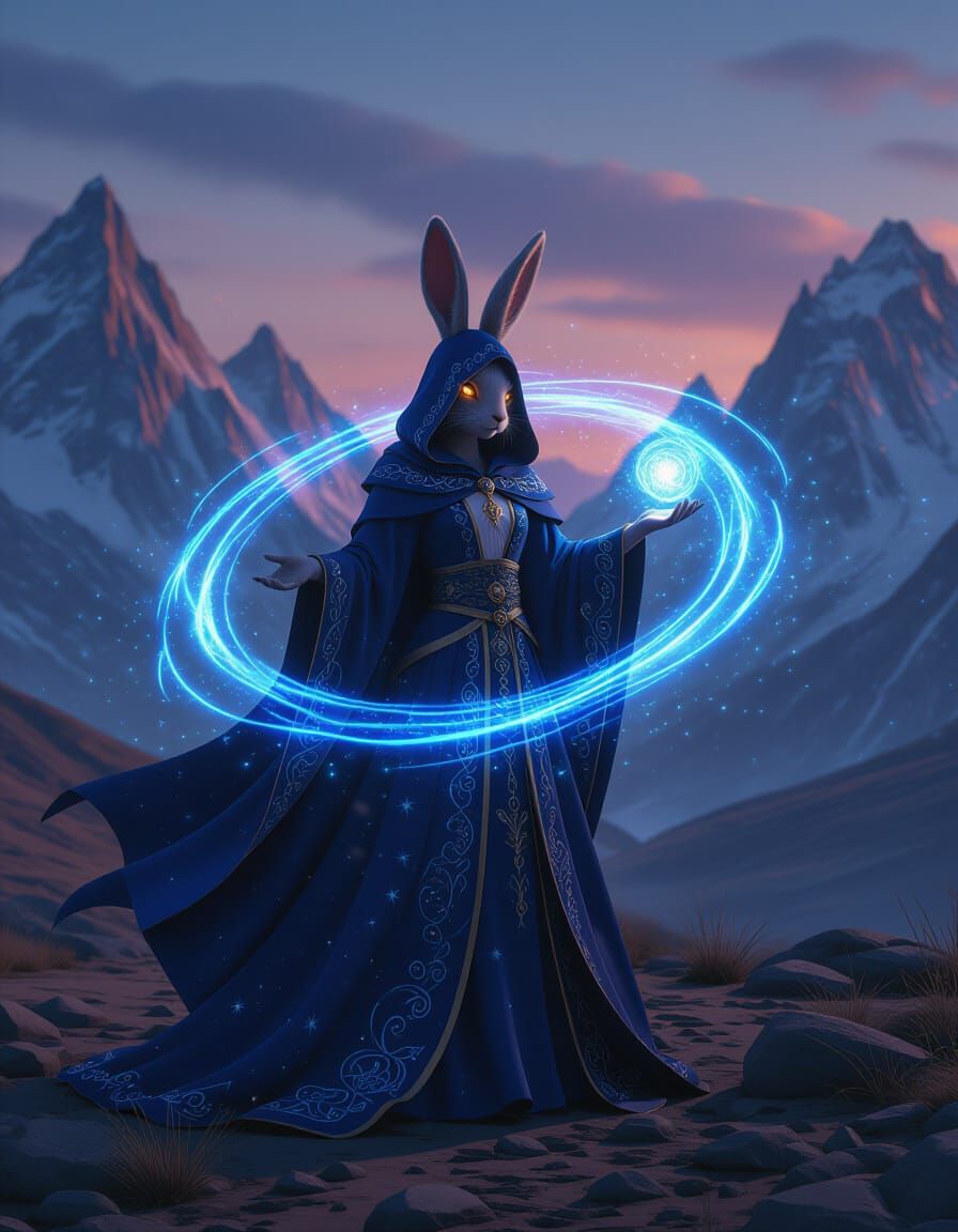 Mysterious Bunny Sorceress Conjures Starlight