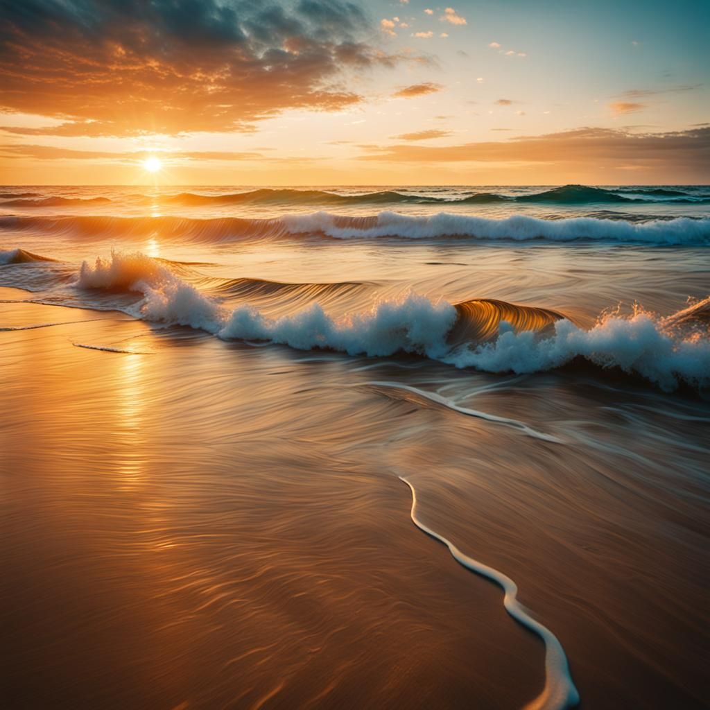 Sunset Waves: A Cinematic Film Still