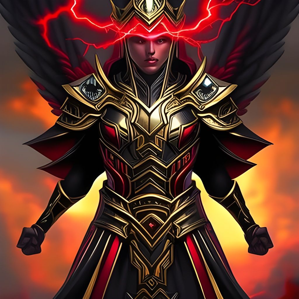 Wizard in Armor Tarot Card with Lightning