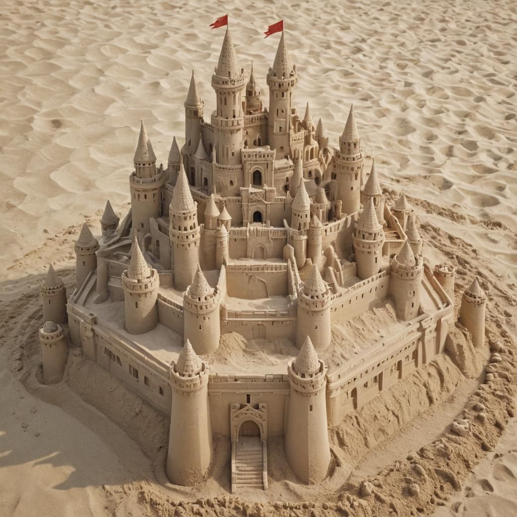 Hyperrealistic Sandcastle Empire in Soft Light
