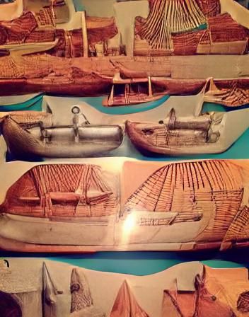 Ancient Egyptian Boats Sailing the Mediterranean