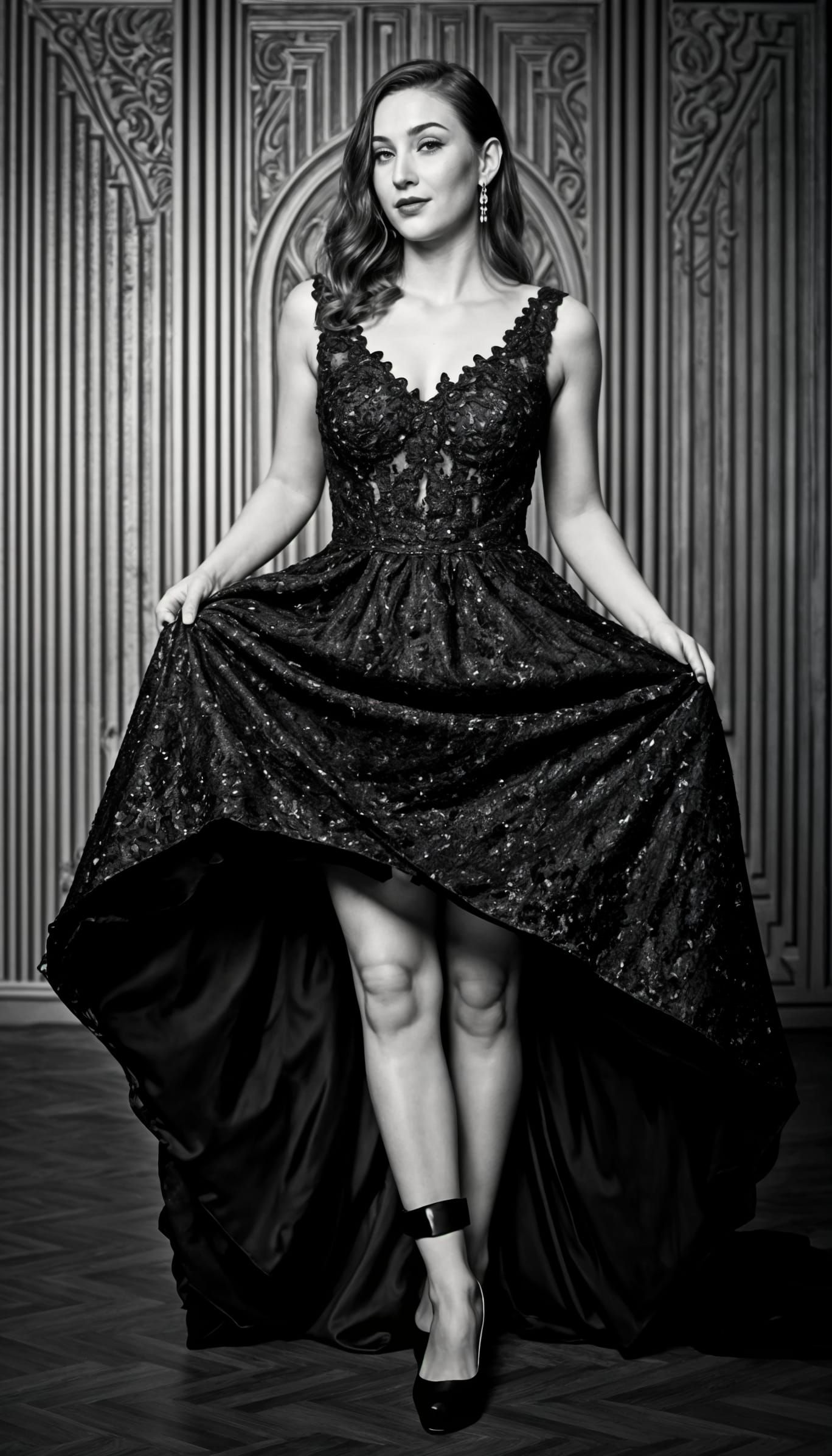 Glamorous Woman Reveals Electronic Ankle Monitor in Black an...