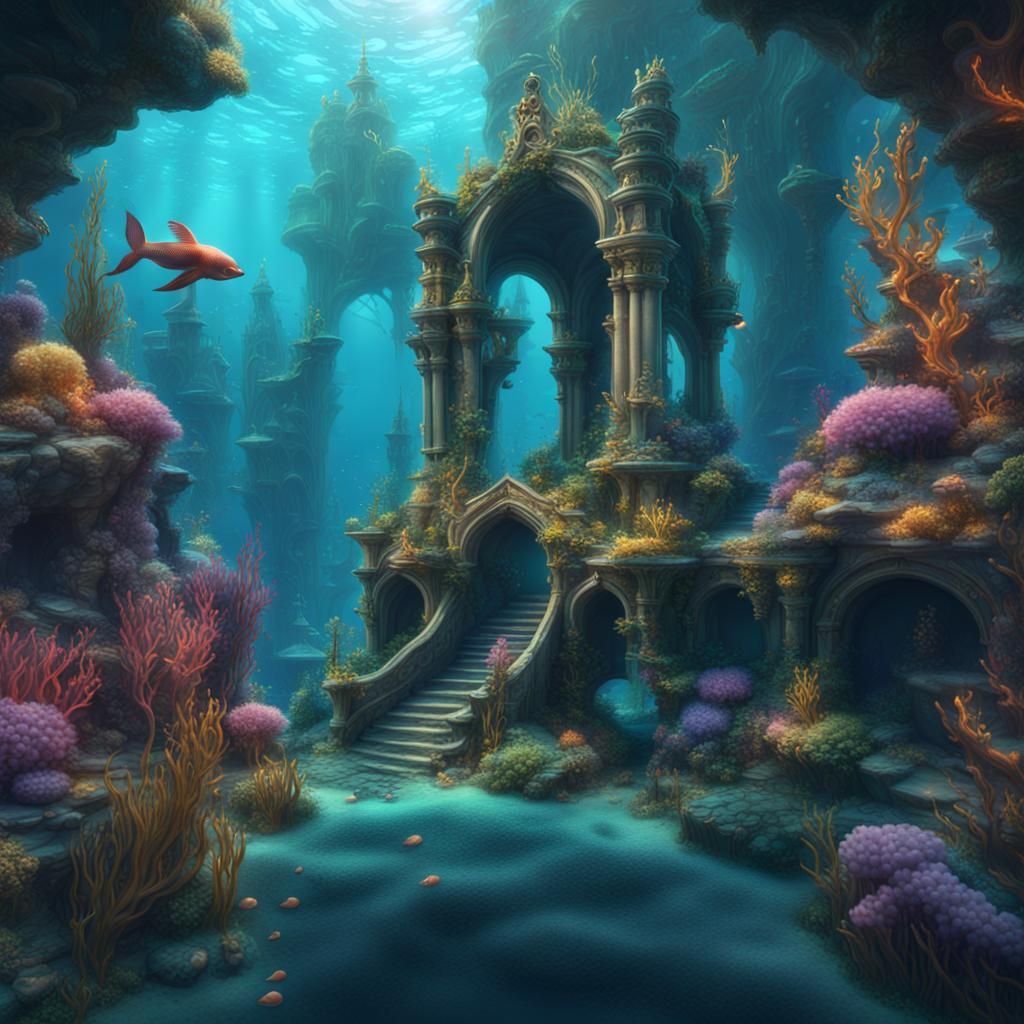 Colorful Mermaid Kingdom in a Matte Painting Style