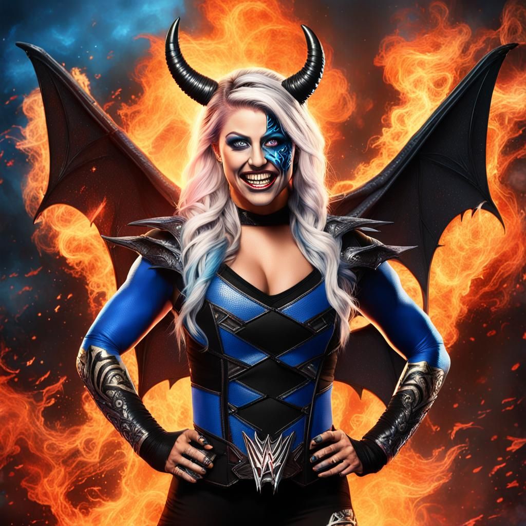 Dark Goddess with Bat Wings in Digital Painting