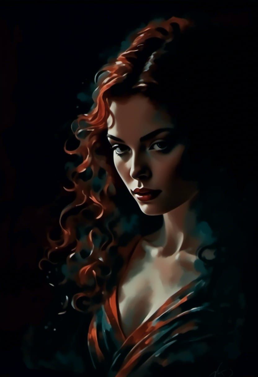 Fashion Sketch: Figure in Flowing Orange Dress