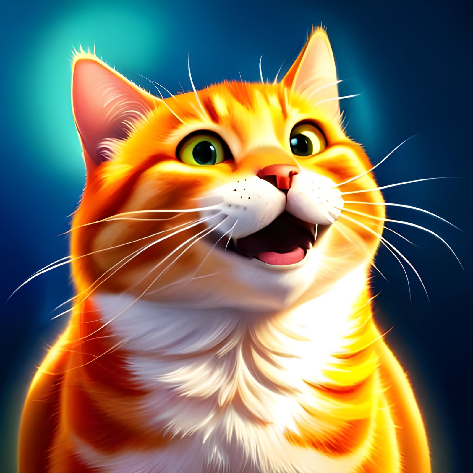 Laughing Ginger Cat in Pixar Style