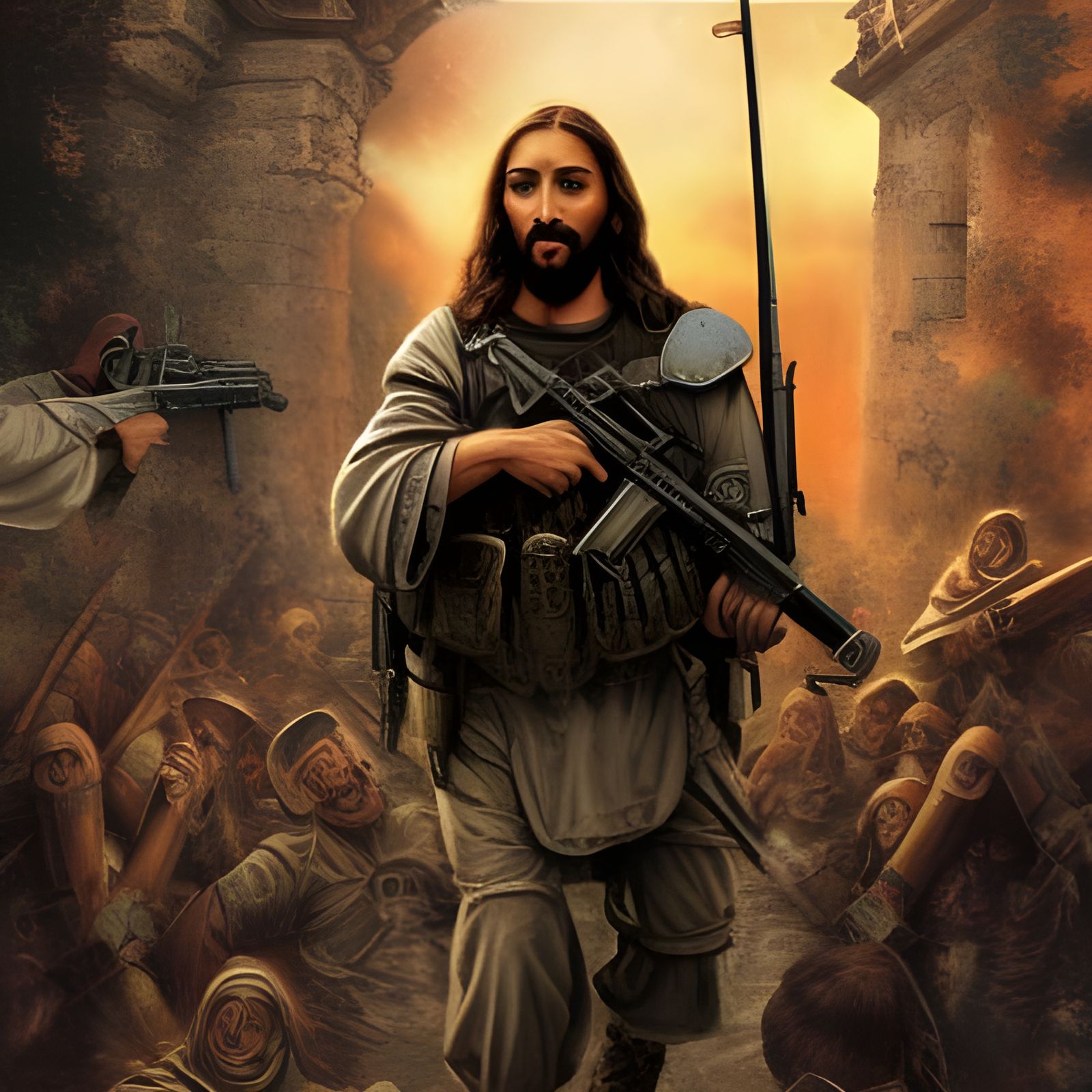 Jesus Christ as Warrior in Catholic Art Style