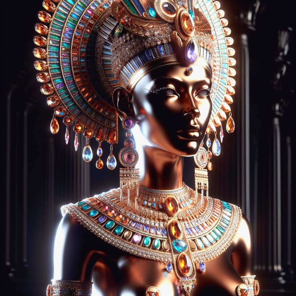 Ancient Egyptian Queen in Regal Jewelry