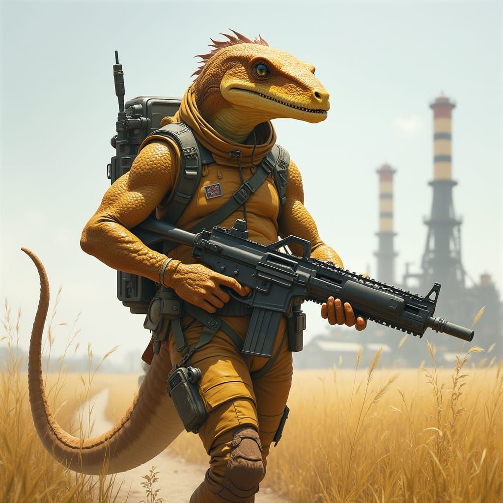 Reptilian Bounty Hunter in Sci-Fi Concept Art Style