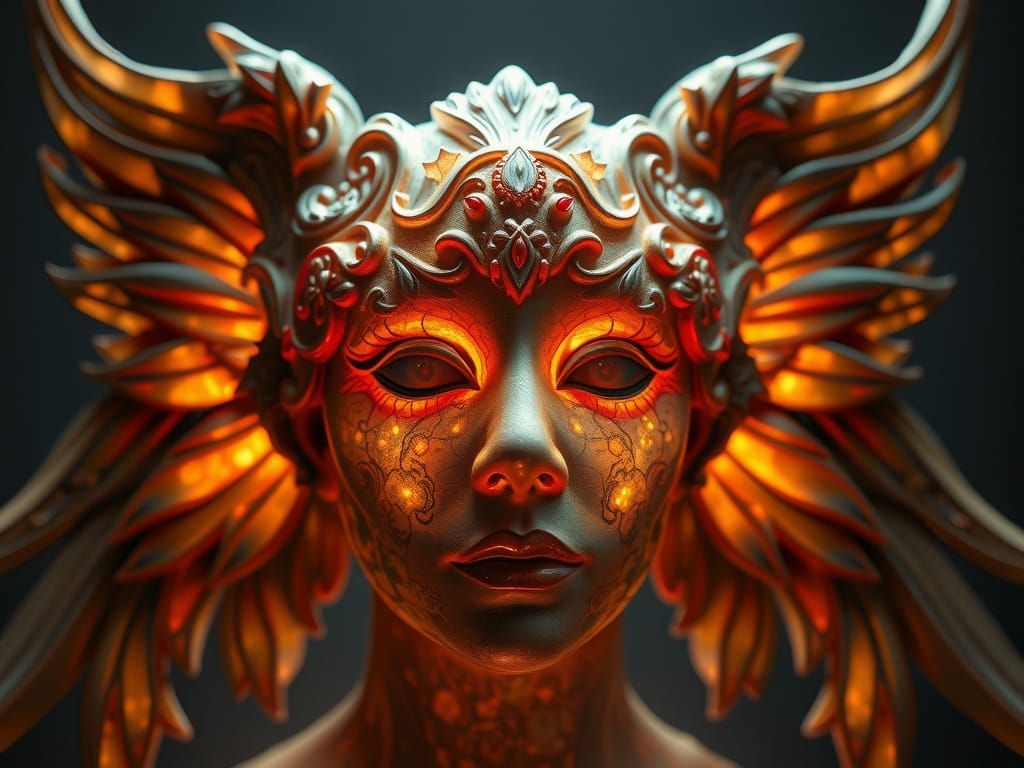 Tourmaline Angel Mask with Luminous Backlight