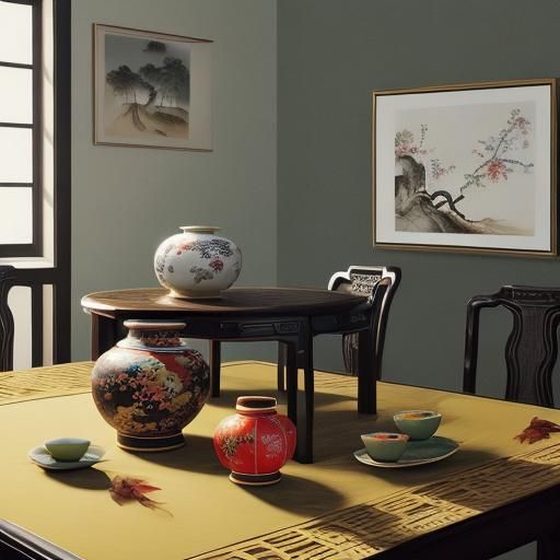 Colorful Gourds in Chinese Gouache Style