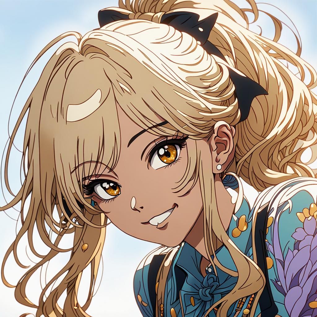 Anime Girl Portrait in Cel-Shaded Style