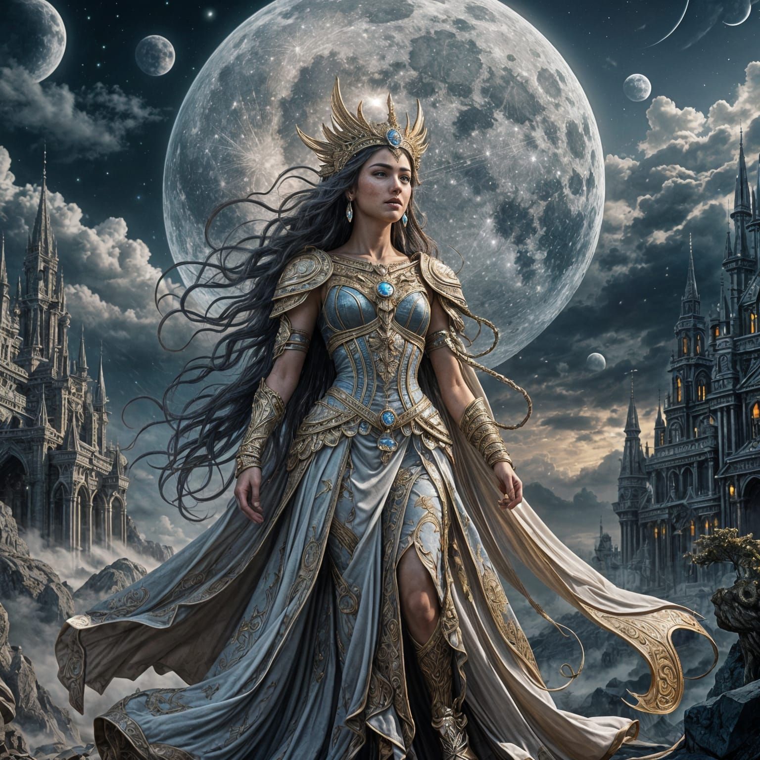 Epic Moon Goddess Digital Matte Painting