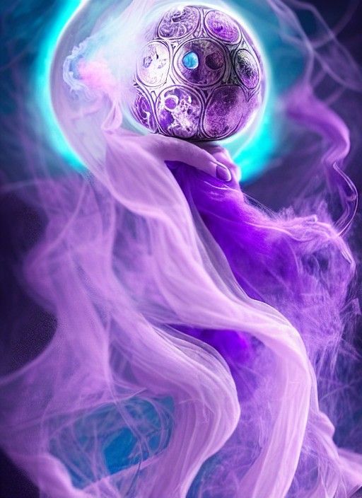 Mystic Crystal Ball with Purple Smoke in Hyperrealism