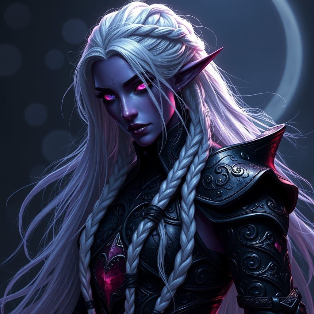 Majestic Drow Bard in Dark Fantasy Style