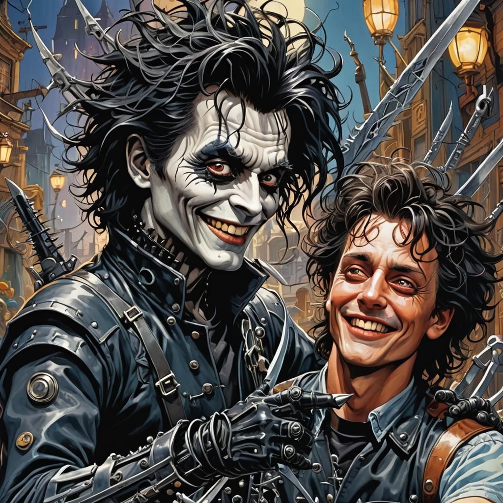 Edward Scissorhands Hug: Comic Book Style