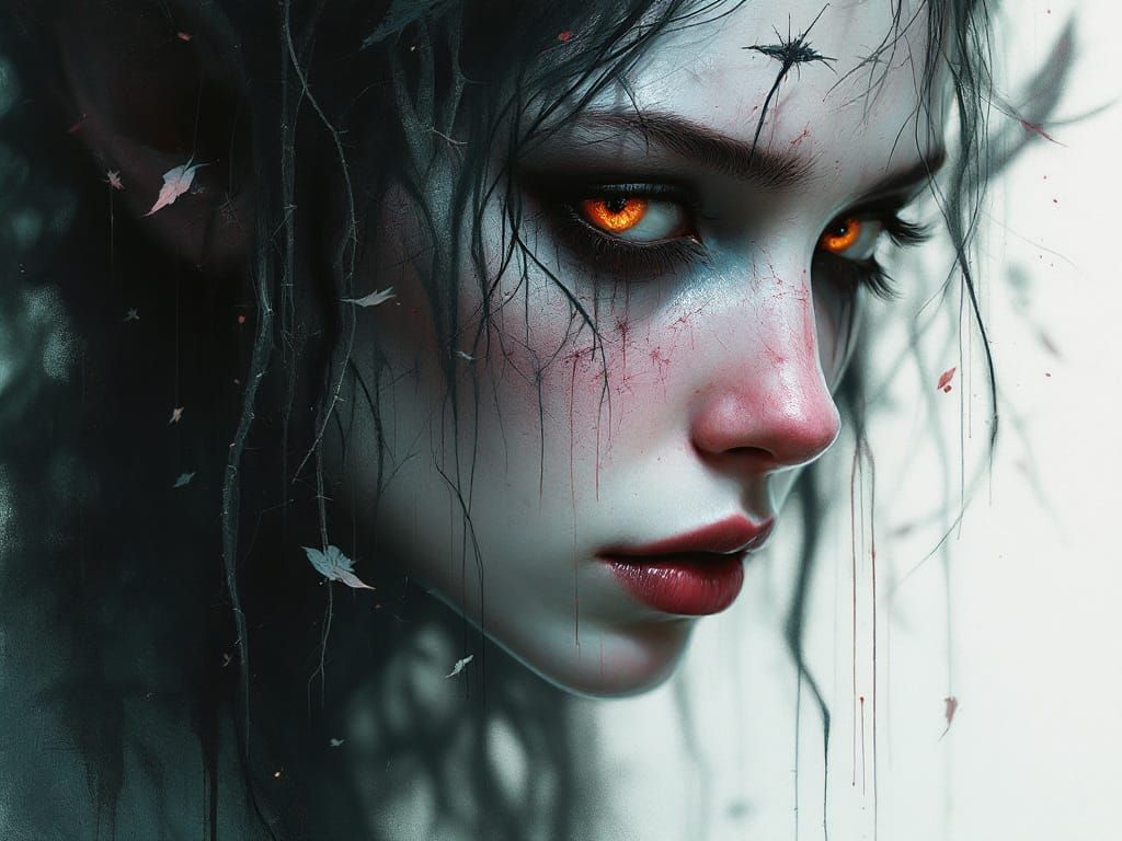 Wet Brush Faun Portrait with Eldritch Forest Overlay