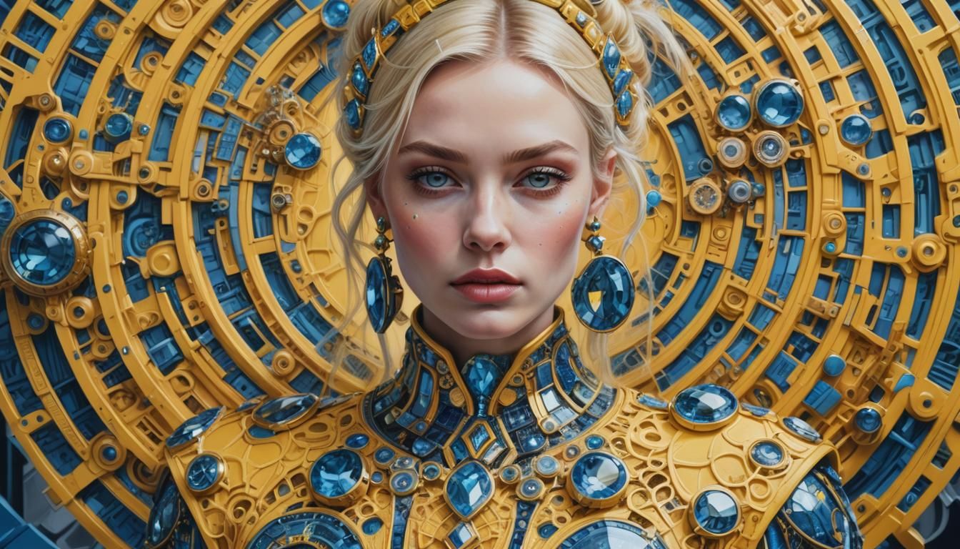Hyperrealistic Portrait of Woman in Futuristic Jewellery