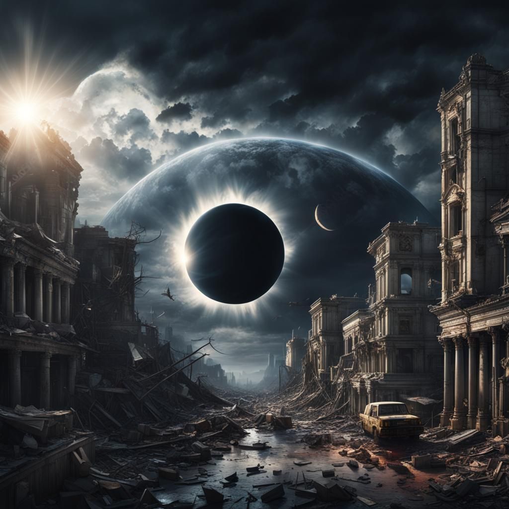 Apocalyptic Eclipse: Hyperrealistic and Detailed Digital Pai...