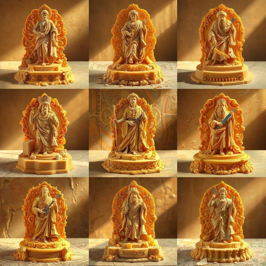 Golden Cheddar Sculpture in Baroque Style