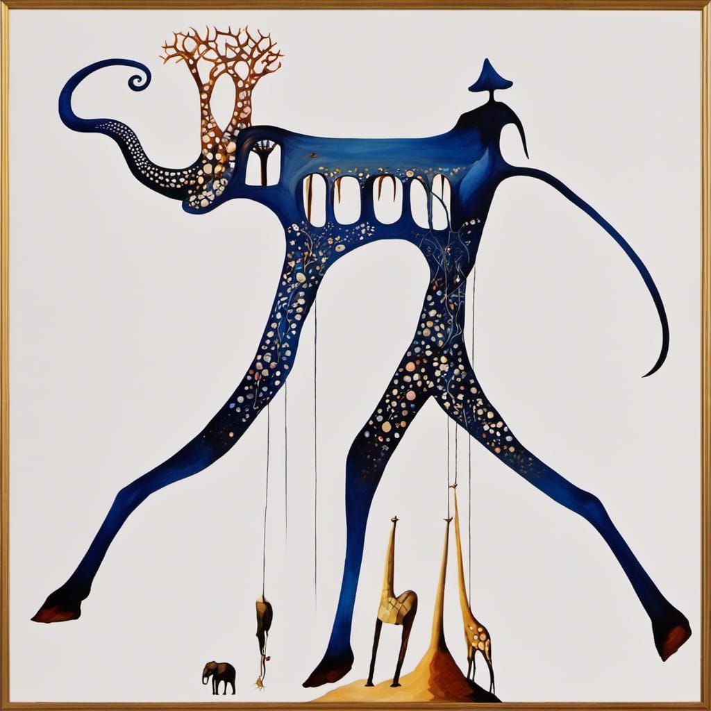 Surreal Landscape with Elephants on Stilts