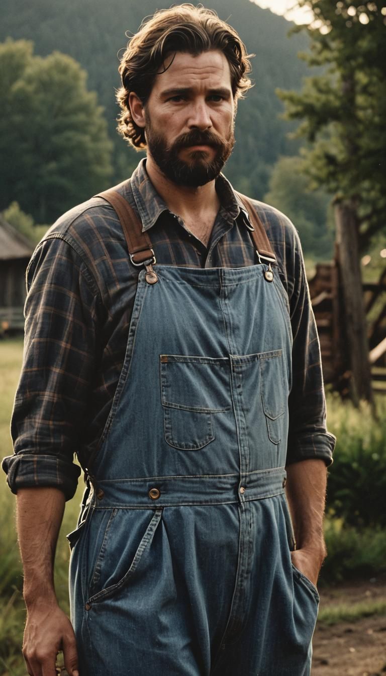 Pregnant Woman and Farmer in Moody Film Noir