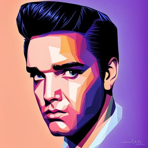 Colorful Geometric Portrait of Elvis Presley