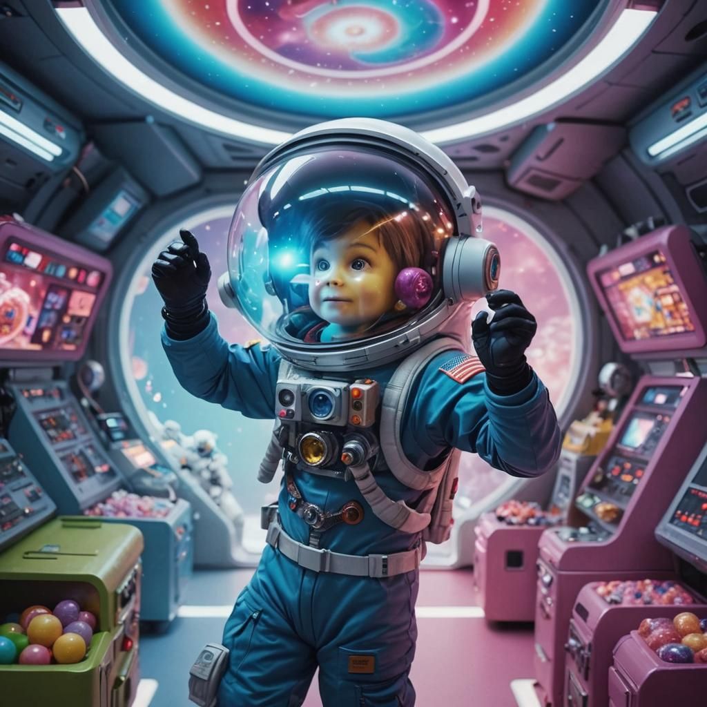 Astronaut in Candy Sci-Fi Scene