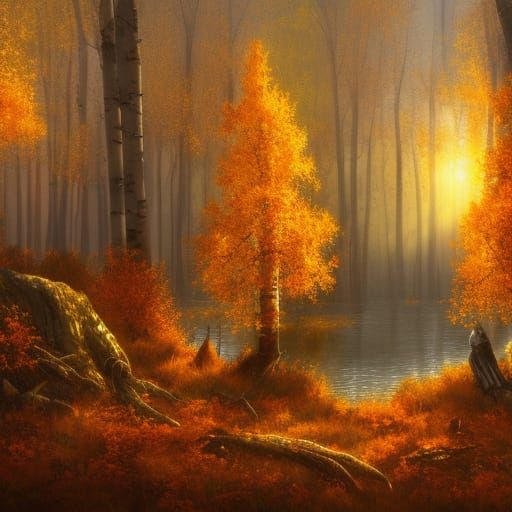 Golden Aspen Forest in High Gothic Fantasy Style