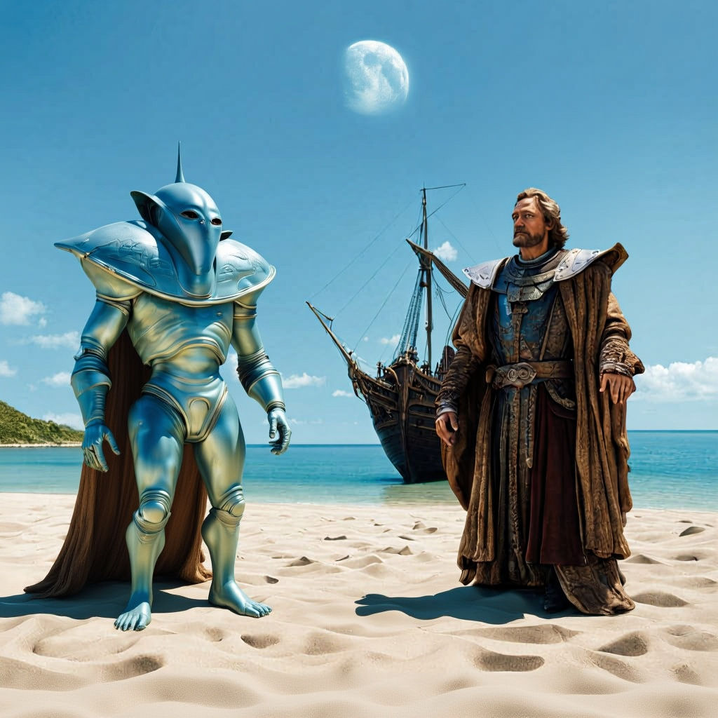 Columbus Meets Aliens: A Hyperrealistic Encounter