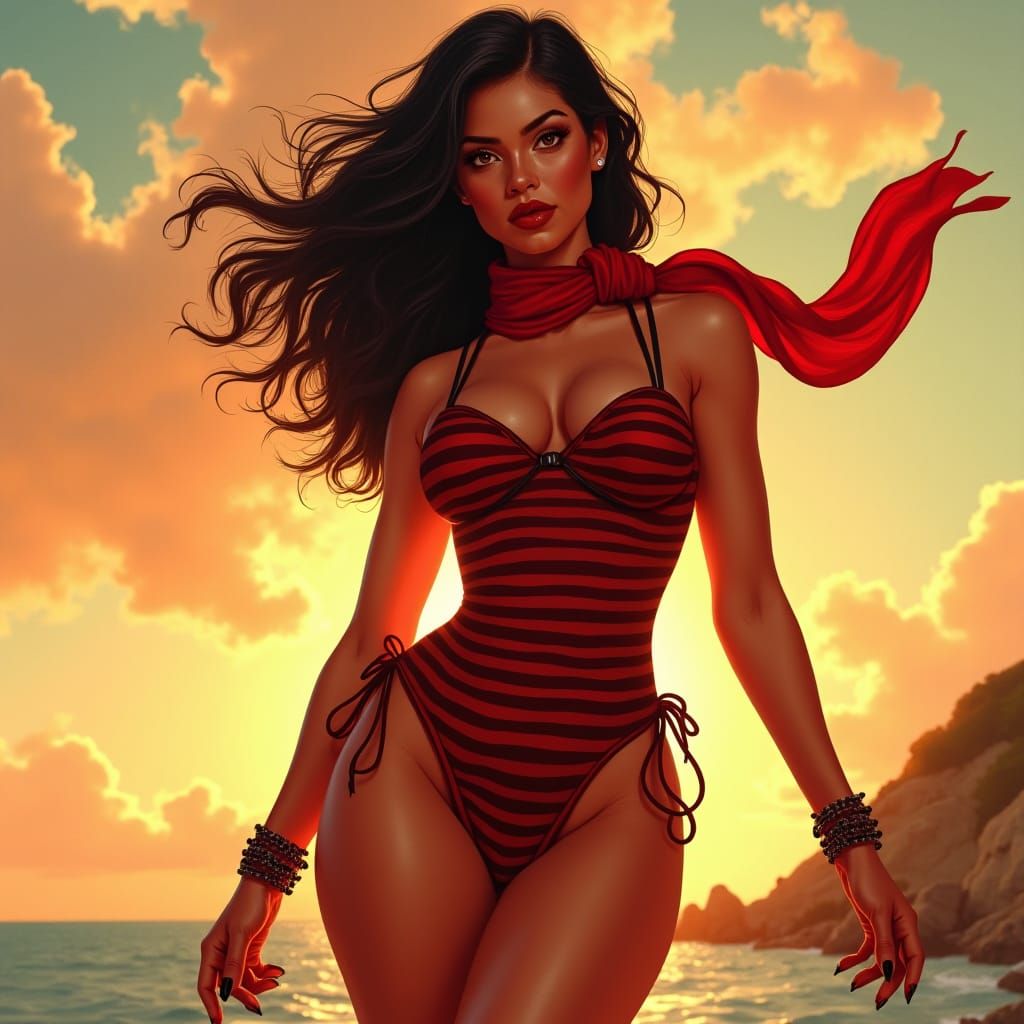 World War II Pin-Up Tiefling Warlock Poster