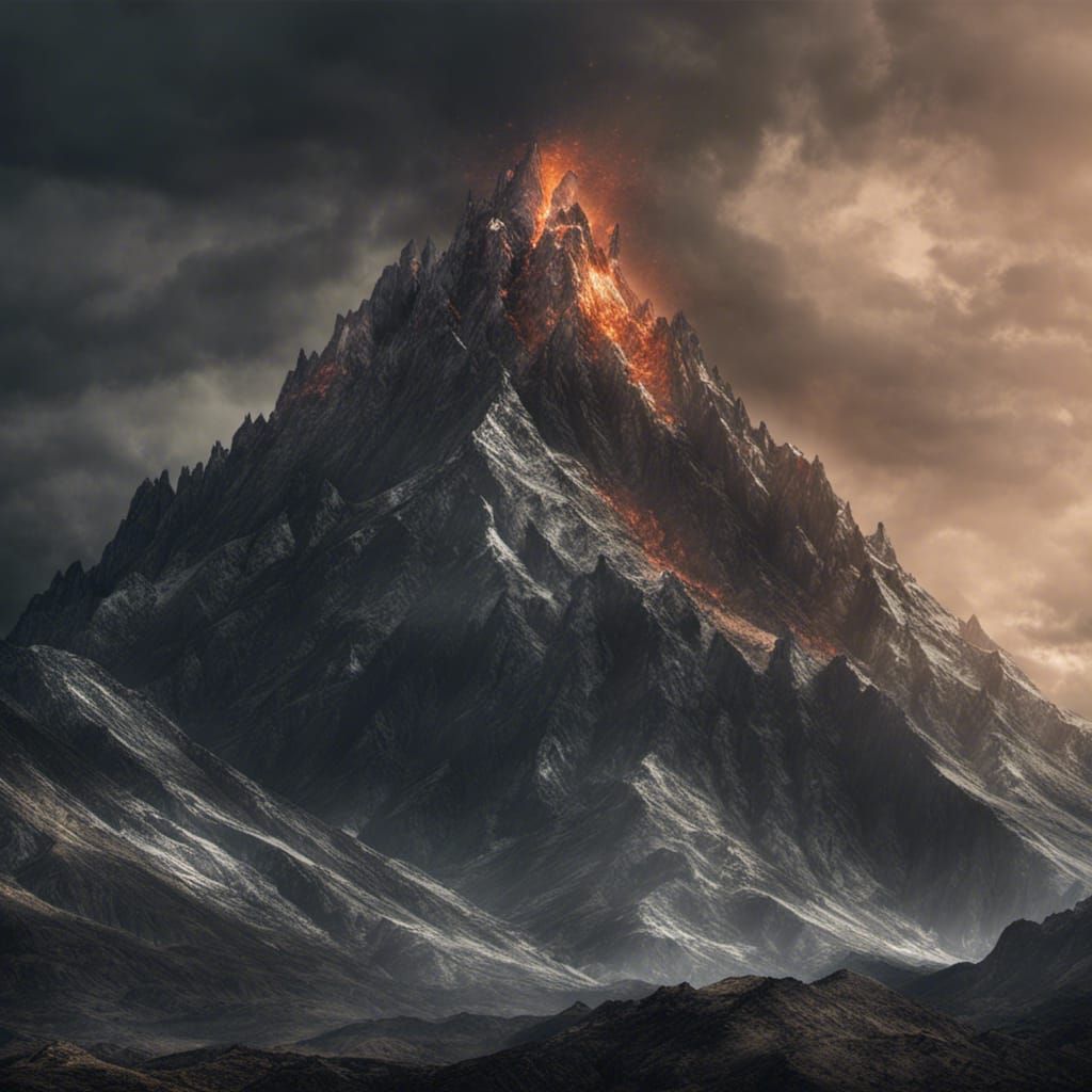 Epic Mordor Mountains in Apocalyptic Light