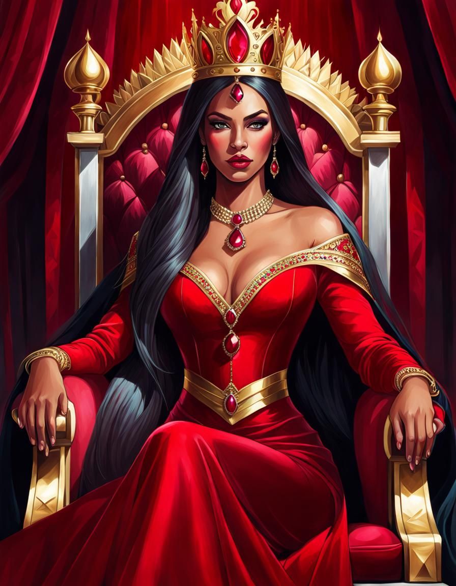 Ruby Queen Portrait in Hyperrealism Style