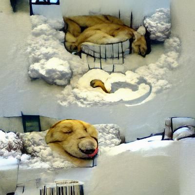 Dreaming Dog on a Snowy Day