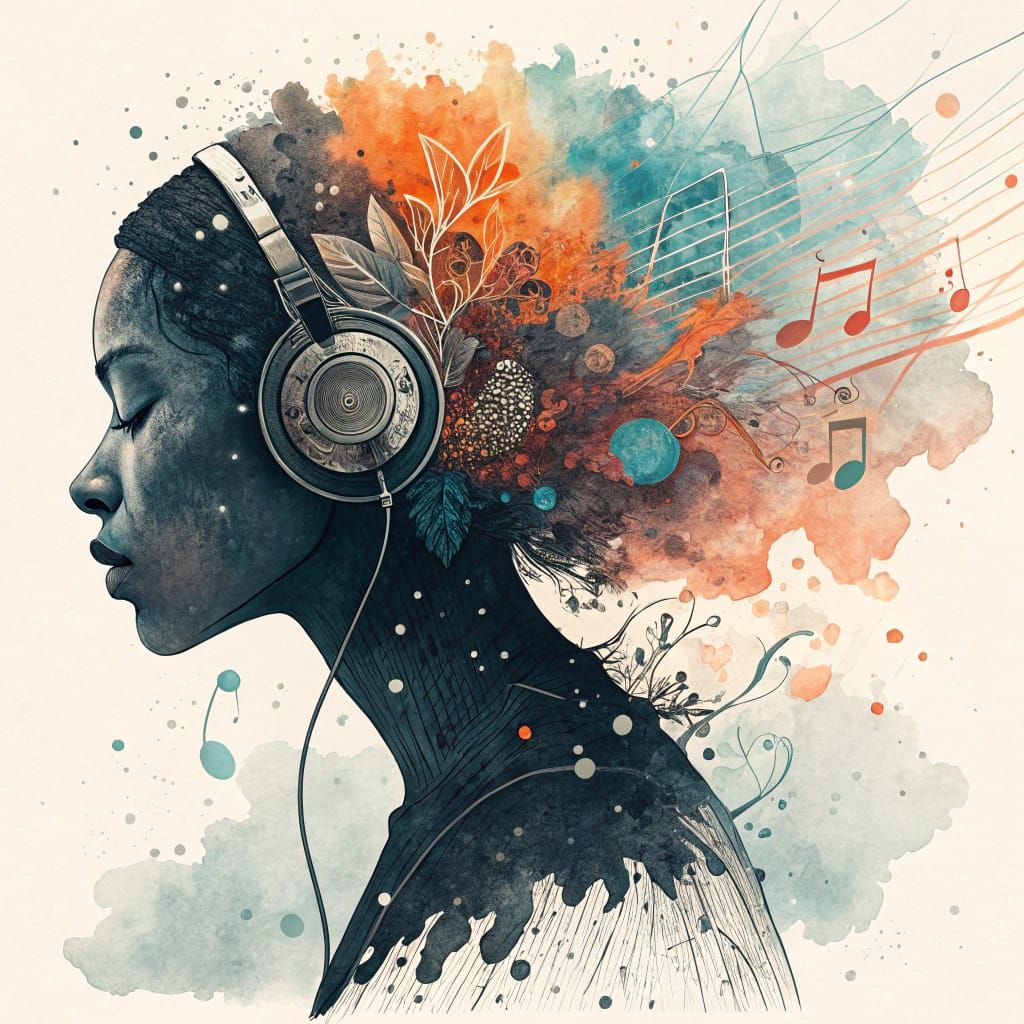 Vibrant Silhouette of a Music Lover in Motion