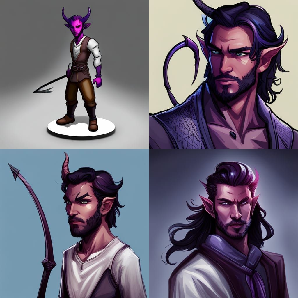 Tiefling Character Portrait in Digital Art Style