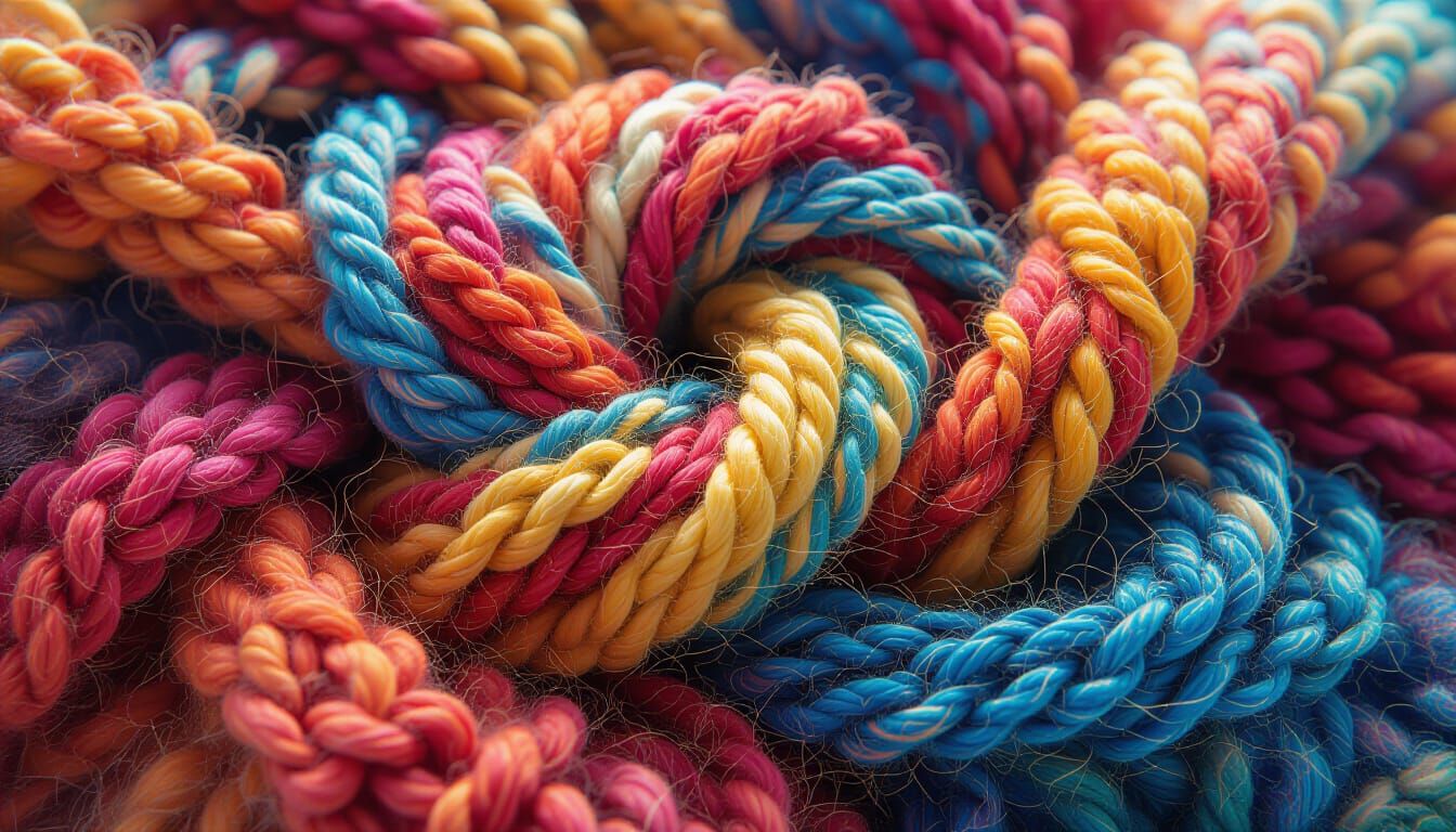 Vibrant Wool Fibers Macro Close-Up in Expressive Style