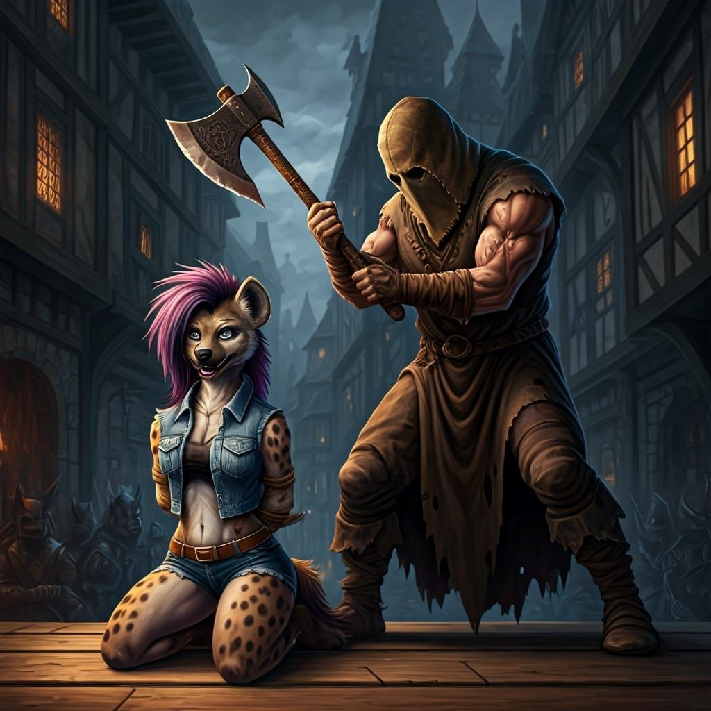 Medieval Execution with Hyena, Goya-Bluth Style