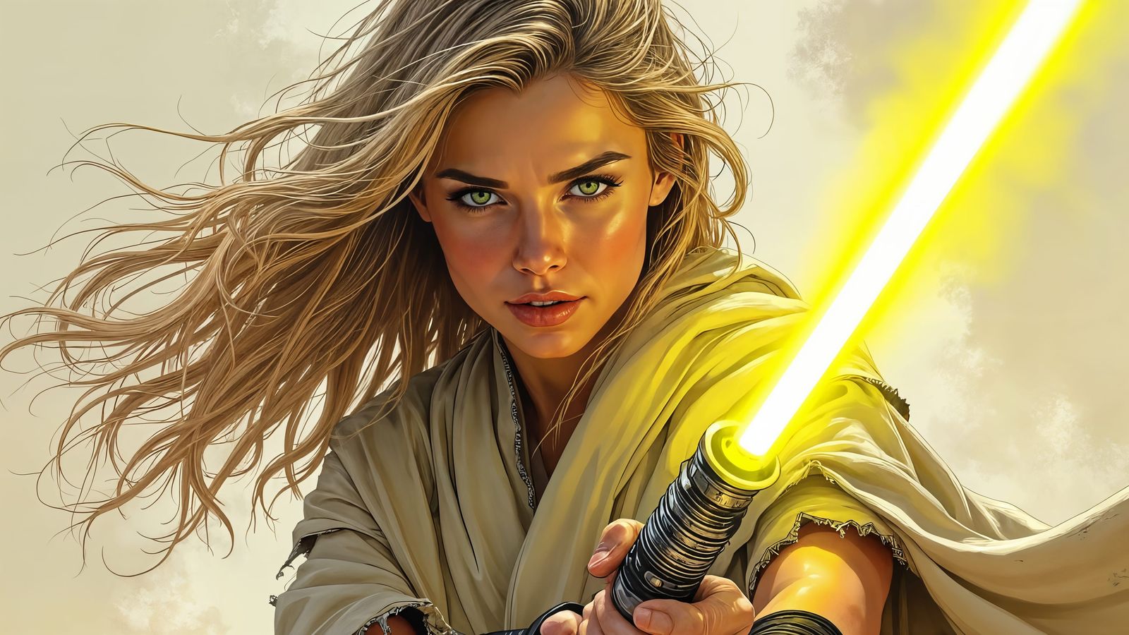 Jedi Woman After Lightsaber Battle