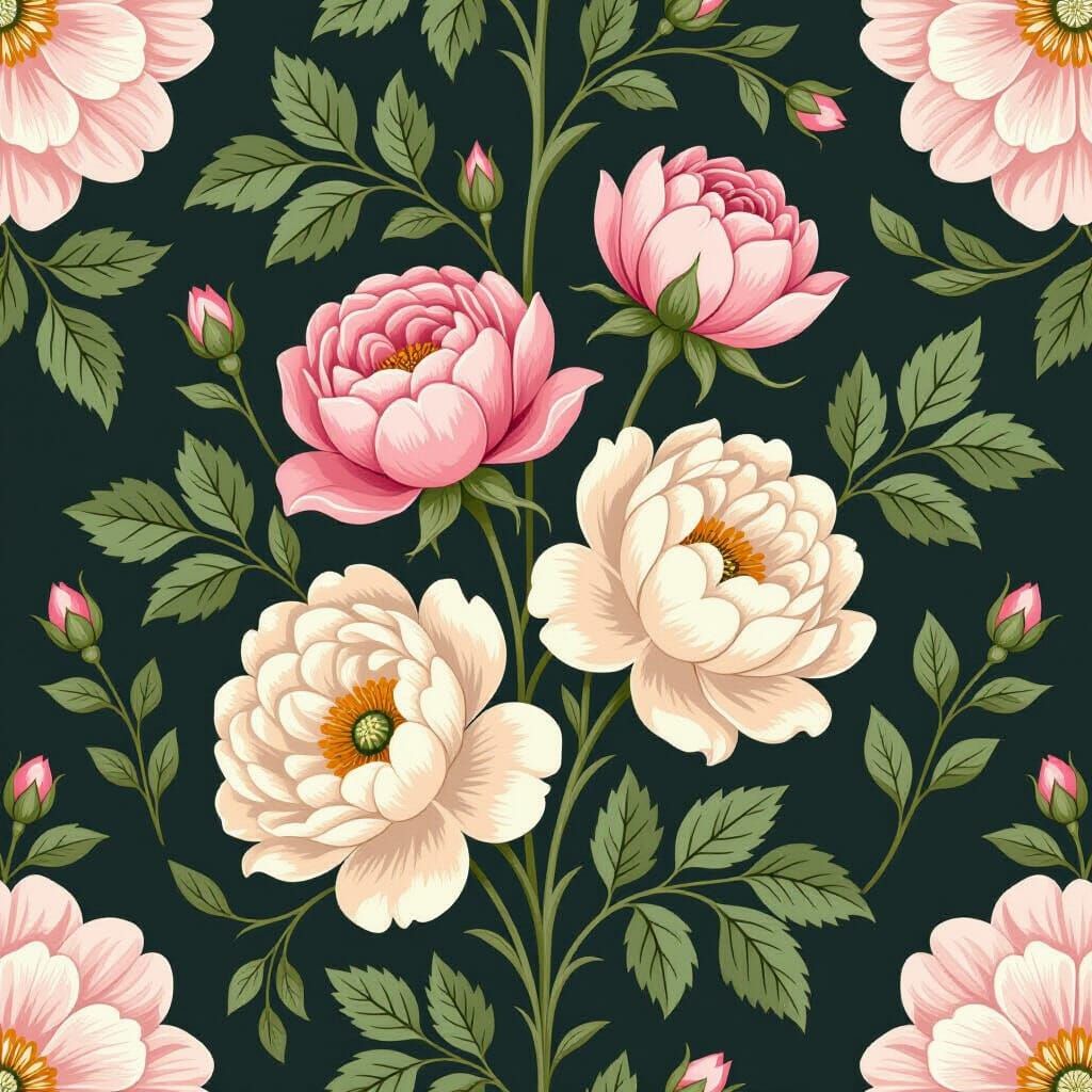 Elegant Floral Pattern in Soft Pastel Colors